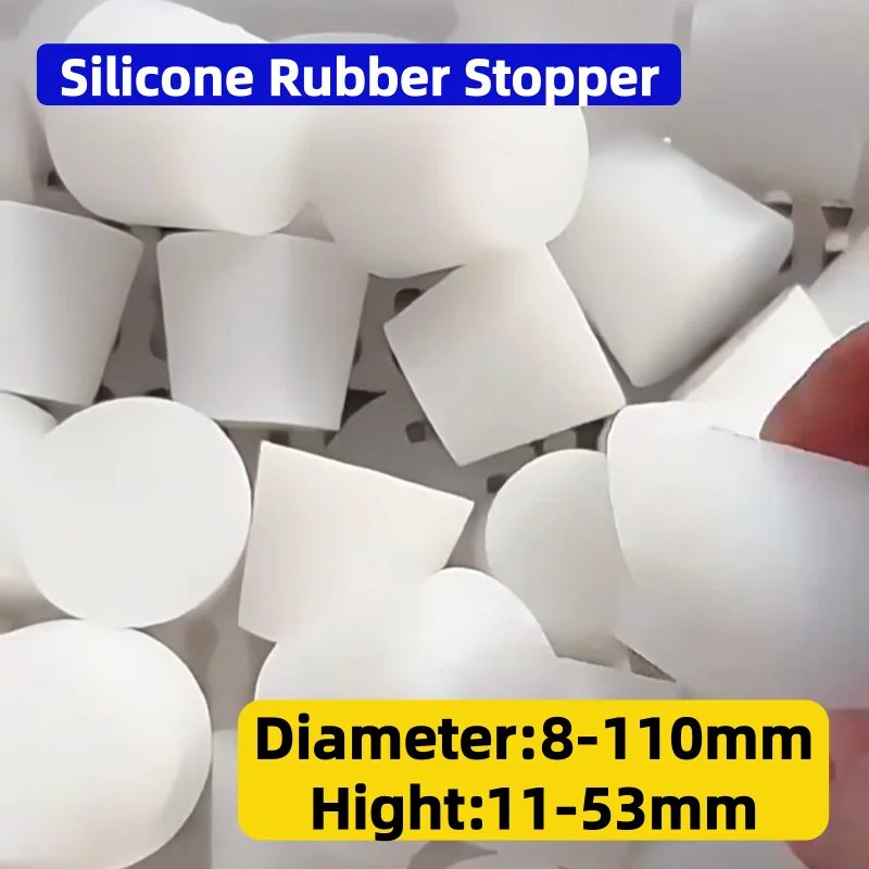 1‑10Pcs Food Grade Solid Silicone Rubber Plug Bottle Stopper Dia 8‑110mm Height 11‑53mm for Test Tube Wine Bottle Container
