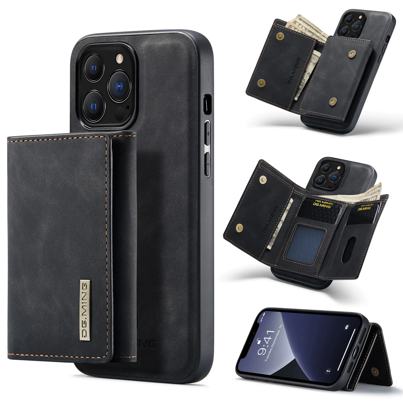 

Luxury Magnetic Leather Wallet Case for iPhone 15 14 Plus 11 12 13 16 Pro XS Max X XR Magnet Detachable Money Card Holder Cover
