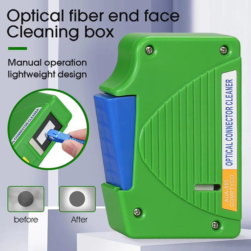 A-550 Box Optical Fiber End Face Cleaning Box FTTH Fiber Wiping Tool Pigtail Cleaner Cassette Fiber Tools