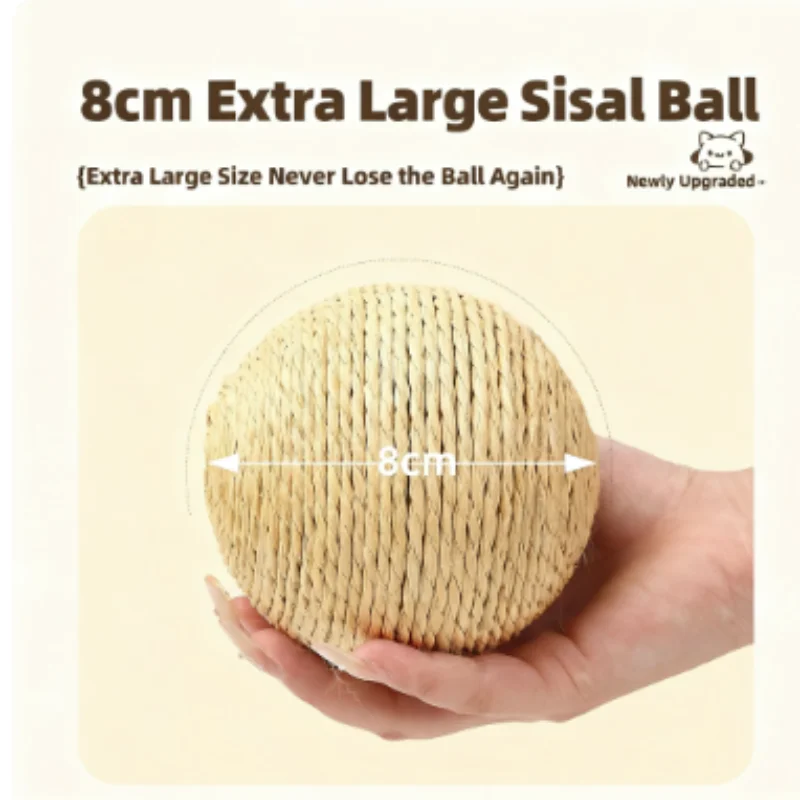 Interaktiver Sisal-Katzenkratzball Spielzeug Anti-Biss Zahnpflege für Kätzchen Haustierbedarf mit Zahnreinigungsfunktion und Geräuschfunktion – Detail 12