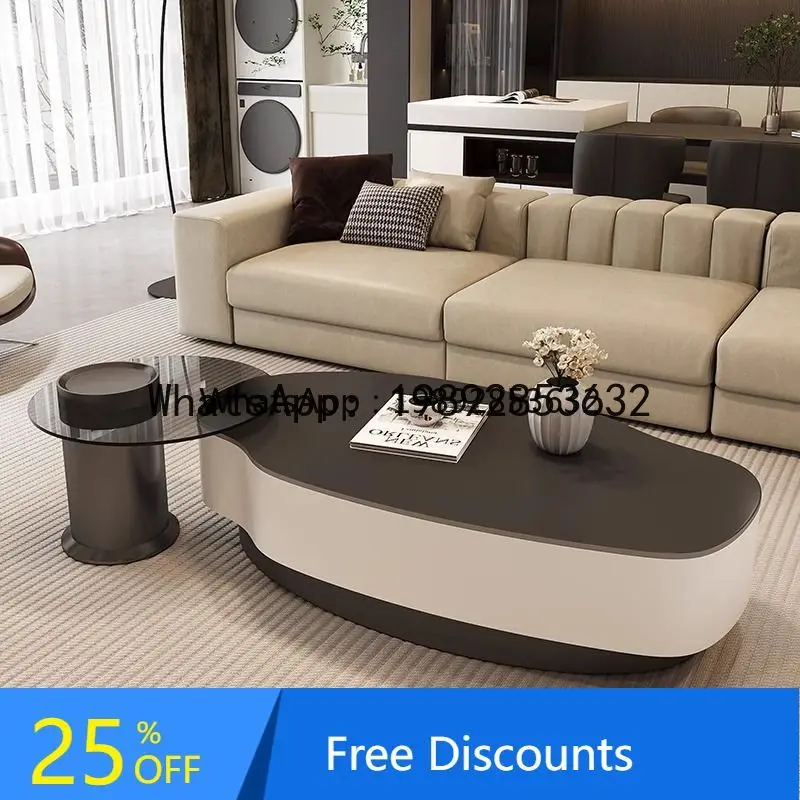 F2 Irregular Rock Board Mango Coffee Table Living Room 2 Home Small Apartment Creative Combination High-end Black and White