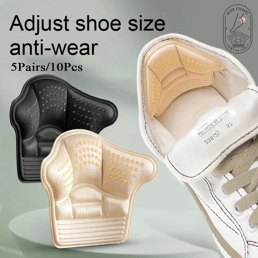 5 paia di solette per tallone adesivi Shose inserti di dimensioni termoretraibili protezioni per tallone resistenti all'usura sdimensioni termoretraibili autoadesive