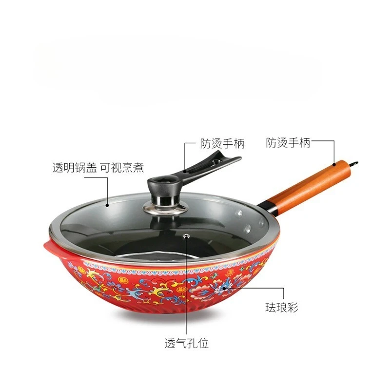The pot is not easy to stick,not easy to stick, the oil smoke  less and  coated pot  open