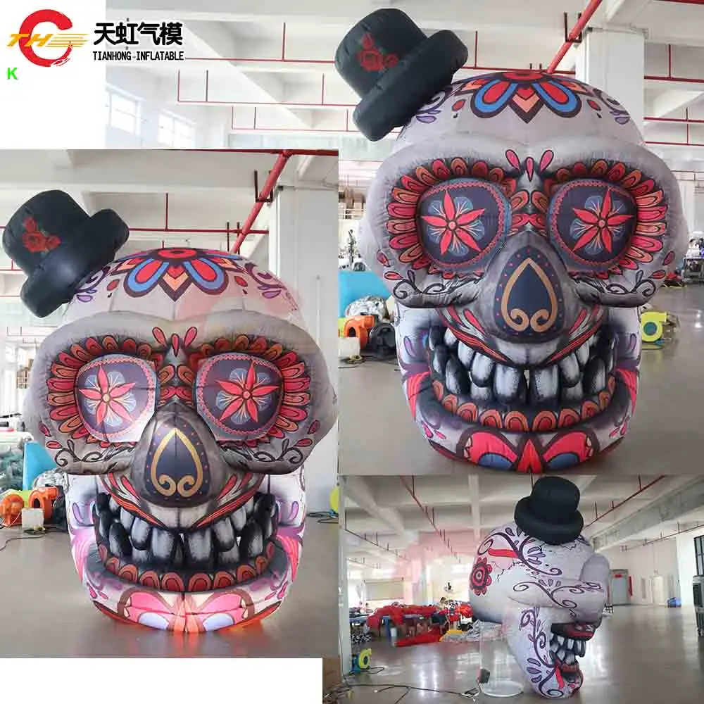 

Быстрая доставка, надувной воздушный шар с необычным принтом и головой черепа для украшения Хэллоуина, сцены, подвесной надувной мультфильм