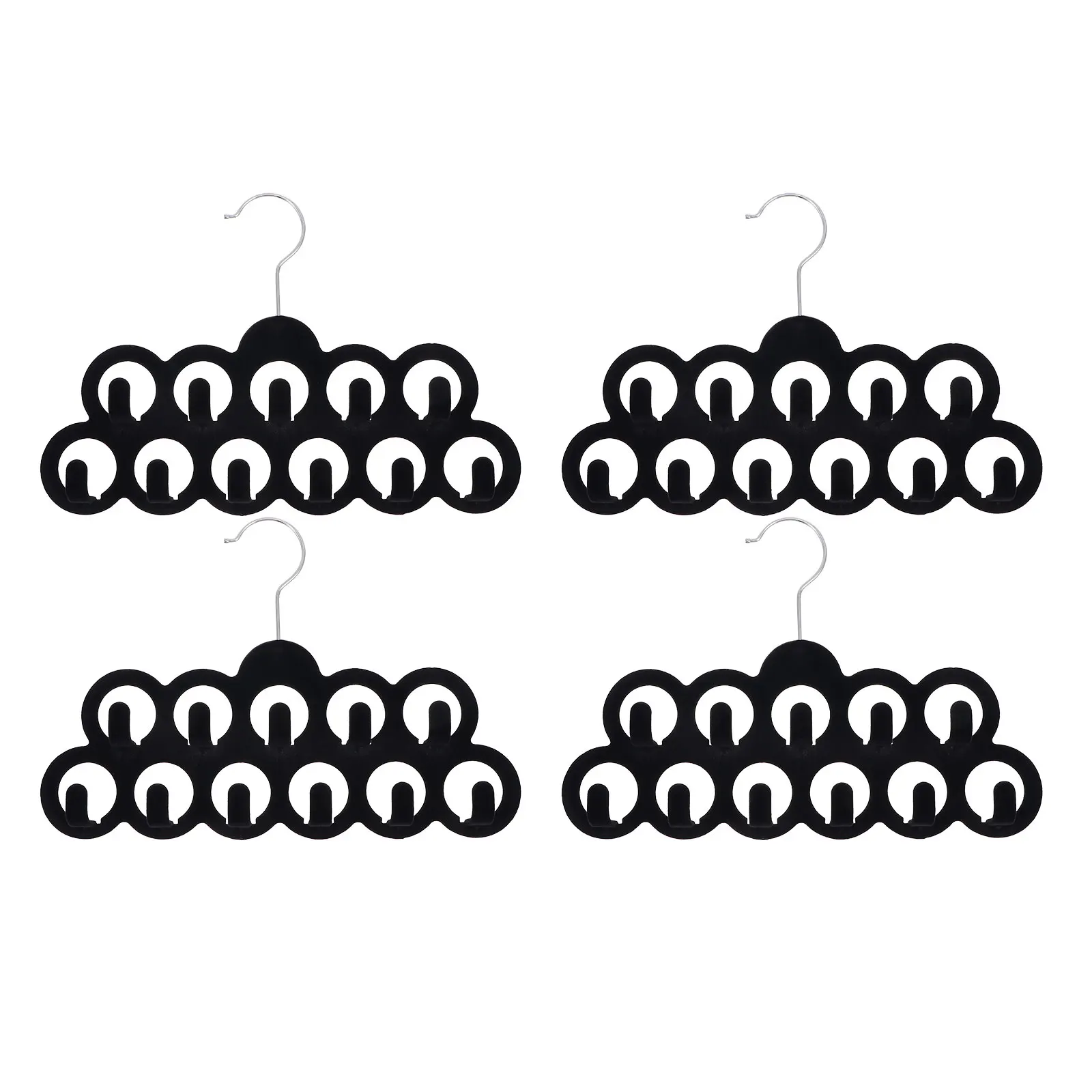 

4 Pcs Non Slip Hangers 11 Hooks Black Clothes Rack Tie Scarf Belt Holders Large Capacity Household Storage Solution