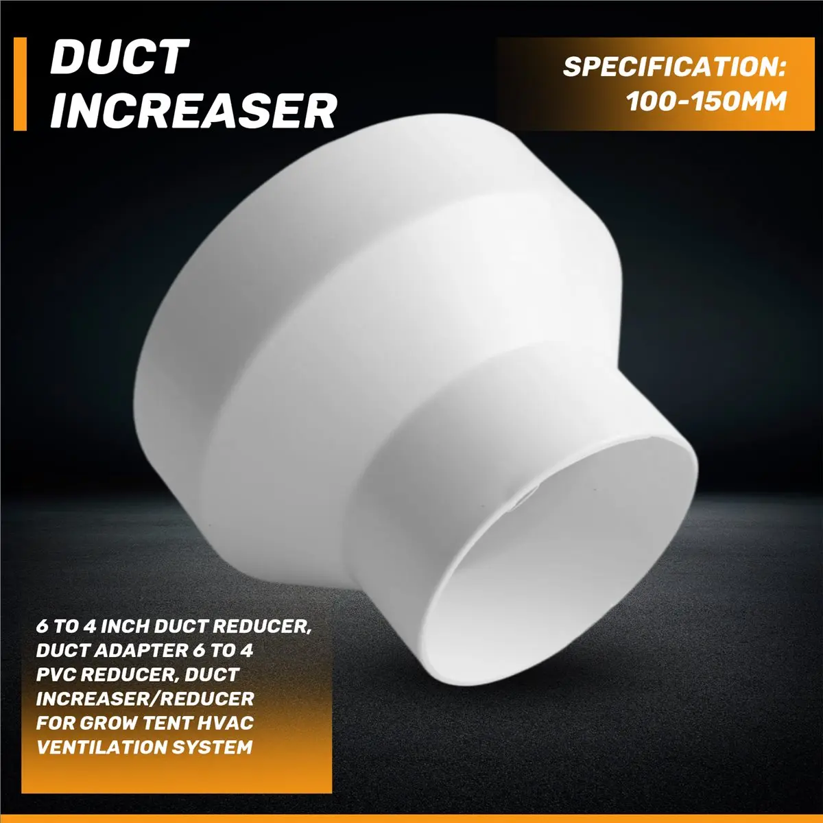 #92V 6 to 4 Inch Duct Reducer, Duct Adapter 6 to 4 PVC Reducer,HVAC Ventilation System,(plastic)