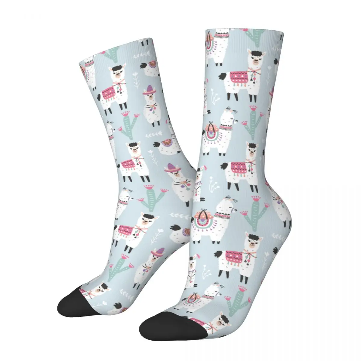 Happy Funny Men's Socks Hip Hop Cute Alpaca Sock Polyester Cartoon Animal Graphic Women Stockings Spring Summer Autumn Winter