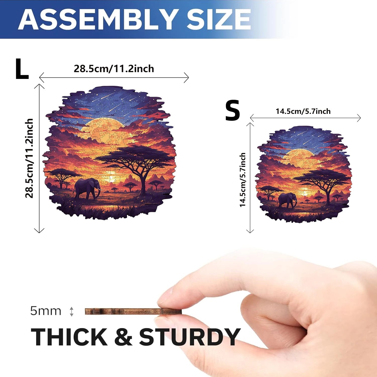 Sunset scenery on the grassland Wooden Puzzle, High Difficulty Toys Puzzle, Concentration Training For Adults 2