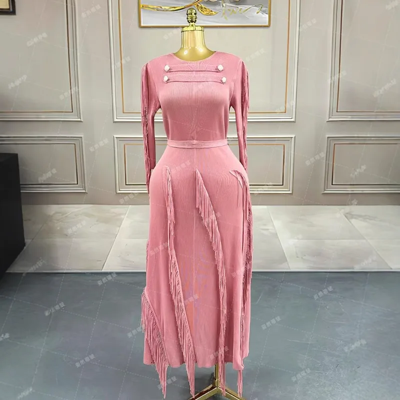 Robes plissées Miyake pour femmes, grande taille, robes longues africaines, franges pressées, robes de bal pour occasions formelles, 2025