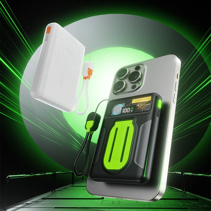 10000mAh Magnetic Wireless Power Bank 22.5W Fast Charging Portable Charger with Cooling Fan for iPhone 16 Samsung Xiaomi