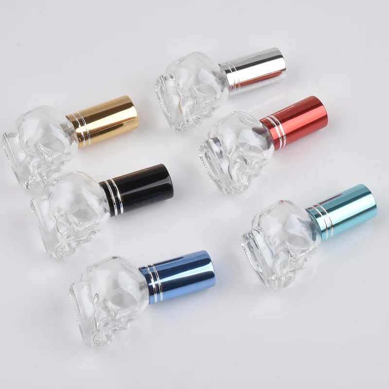 8ml Skull Shape Glass Spray Bottle Portable Empty Refillable Perfume Bottles Travel Mini Press Spray Bottles Dispenser Bottle