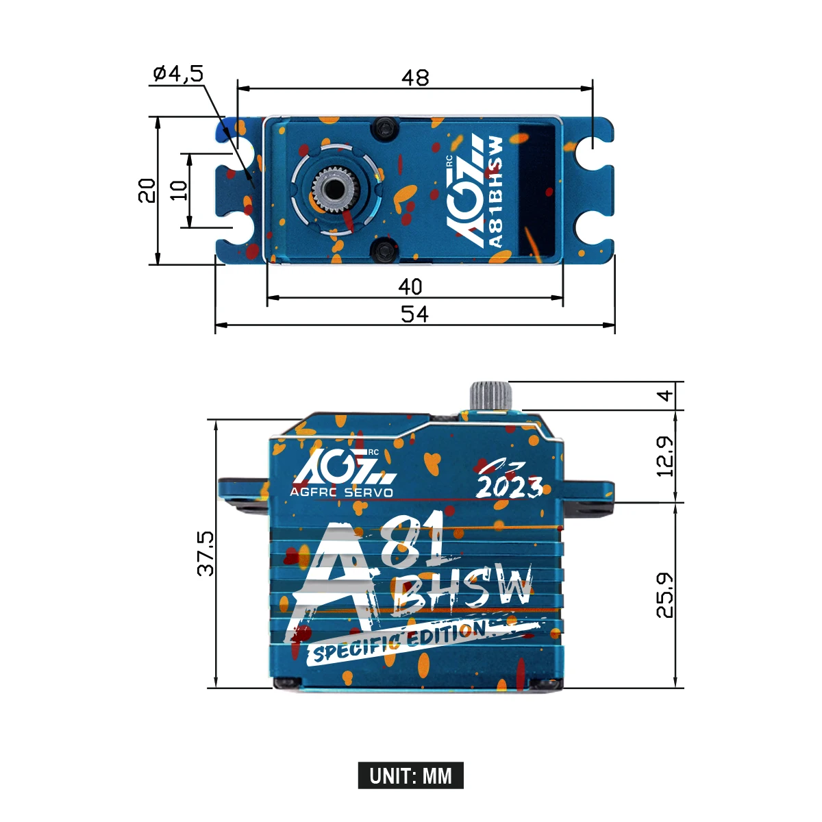 Edição de aniversário AGFRC A81BHMW A81BHSW 45KG 35KG Servo sem escova padrão digital à prova d\'água para modelos 1/8 1/10 RC Car Crawler Traxxas