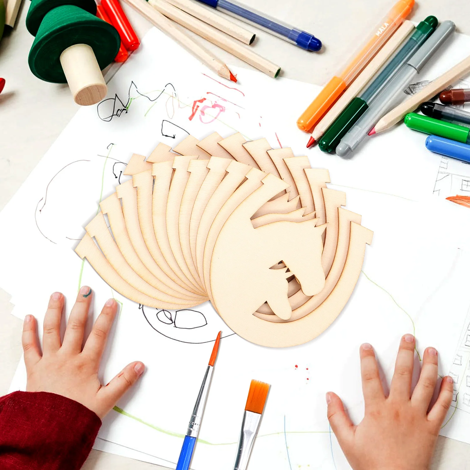 

48Pcs Horseshoe Shape Unfinished Wooden Cutouts Light Color DIY Painting Graffiti Chips Hand Painted Craft Decor for Room