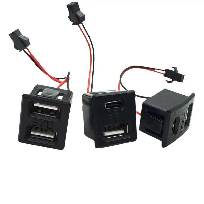 Double Layer USB Female Base Type C Socket Female USB Lamp Charging Power Socket With 7CM Cable Connector Line