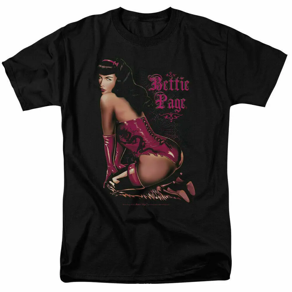 

Bettie Page Vinyl and Lace T Shirt Licensed 1950's Pin Up Girl Model Tee Black