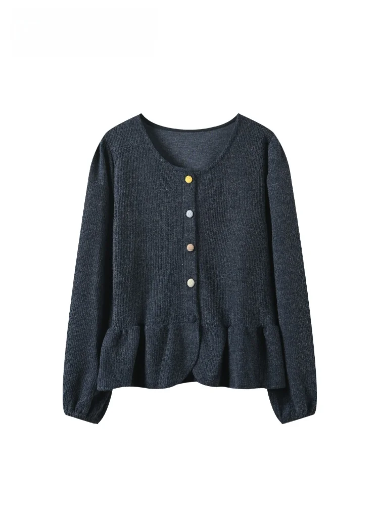 

plus Size Women's round Ne Knitwear Long Sve Casual Versatile Top Trendy Design Korean Sle Cotton T-irt for Spring