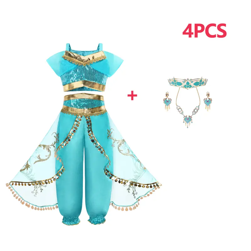 Girls Jasmine Elf Dress Kids Cosplay Fancy Flowers Christmas Birthday Costume Carnival Disguise Princess Party Clothes 2-10T - Image 21