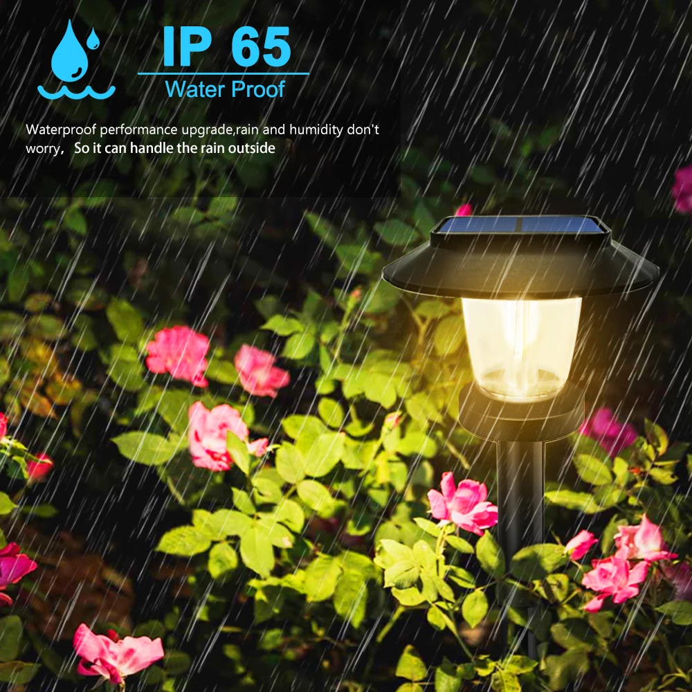 Imagem -02 - Led Solar Pathway Lights ao ar Livre Landscape Path Lamp Ip65 Impermeável Jardim Lights Quintal Passarela Pátio Garagem