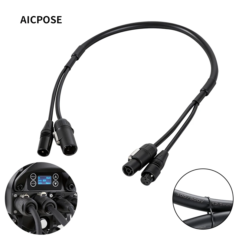 AICPOSE IP65 3x2.5mmTruecon 3Pin DMX Combo Cable 1m 2m 3m 5m True1 Compatible 3Pin XLR Power Link Cable for Outdoor DJ Lighting