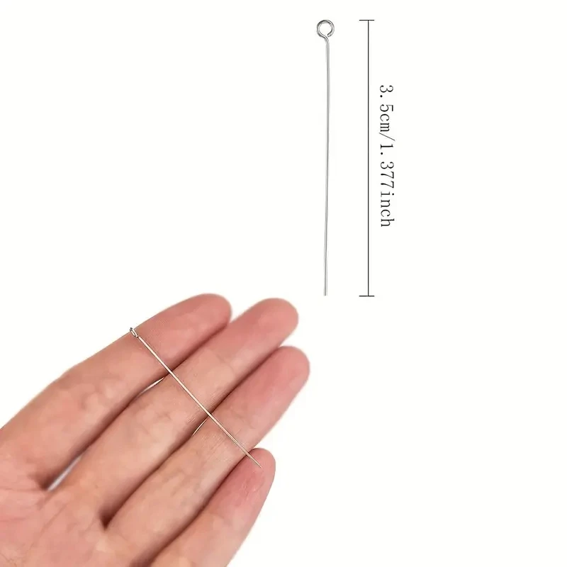 200PCS 35mm Mini Metal Wire Eyepins Beading Small Open Eye Head Pins Needles Bulk for DIY Craft Bead