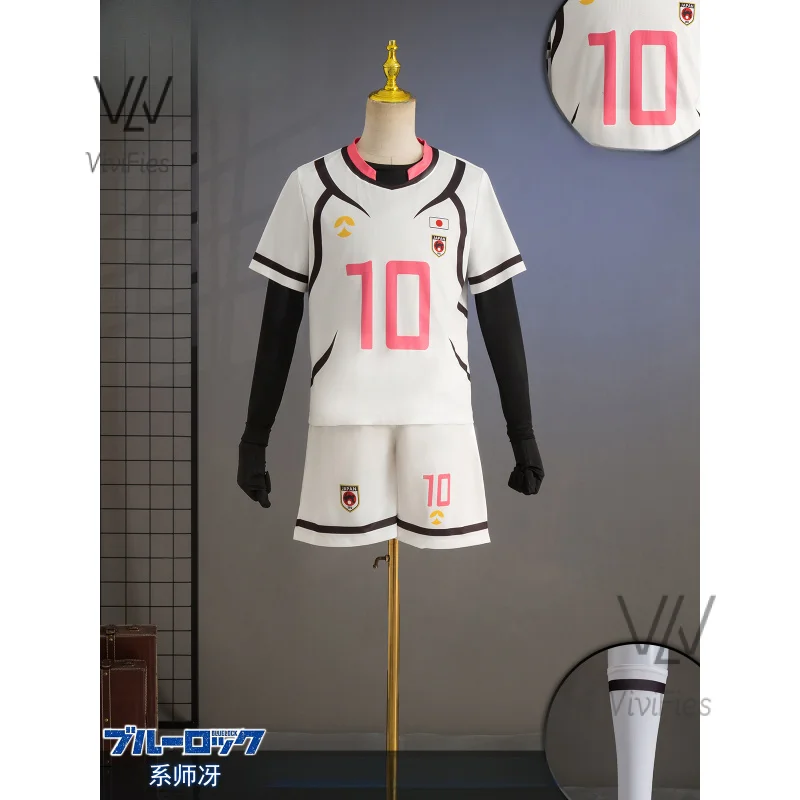 Anime blue lock cosplay costume wig SAE itoshi Ryusei shido Japan U-20 team football jersey white uniform sportswear men women