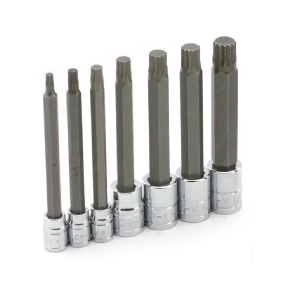 

7PCS 3/8 Inch Drive Extra Long Metric Socket Set Star Bit Sockets M5 M6 M7 M8 M9 M10 with Chrome Finish and Storage Box