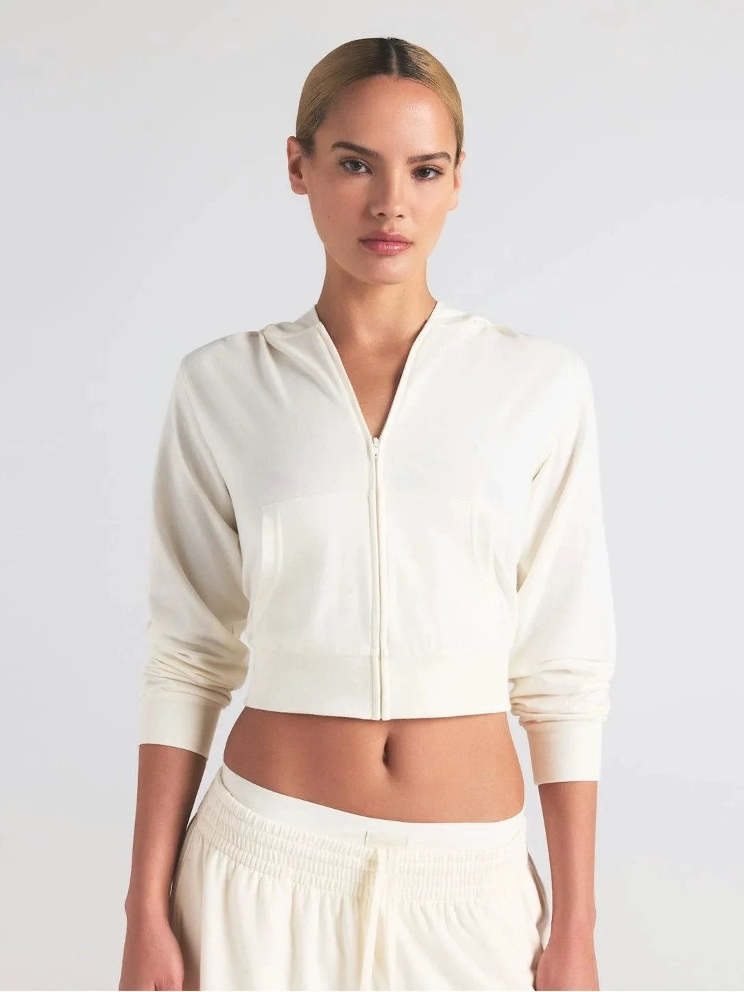 Sudadera con capucha con cremallera de punto de algodón Kim, sudadera ligera y fina con capucha