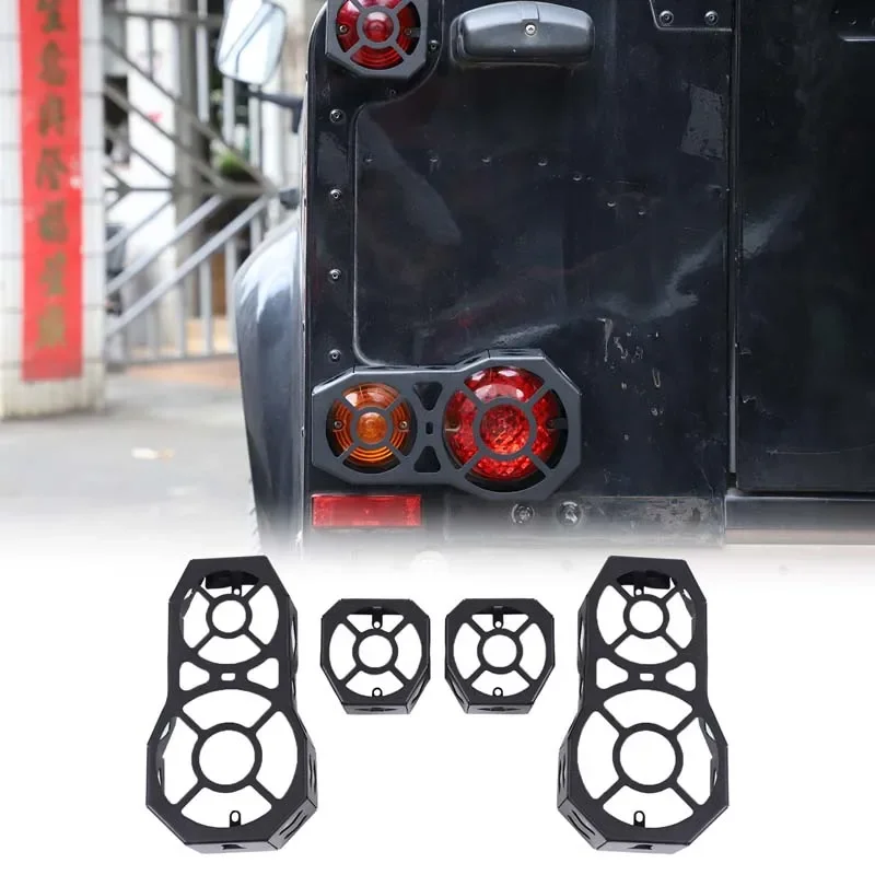 

For Land Rover Defender 90 110 130 2004-2018 Carbon Steel Black Car Tail Lamp Turn Signal Protective Cover Trim Car Accessories