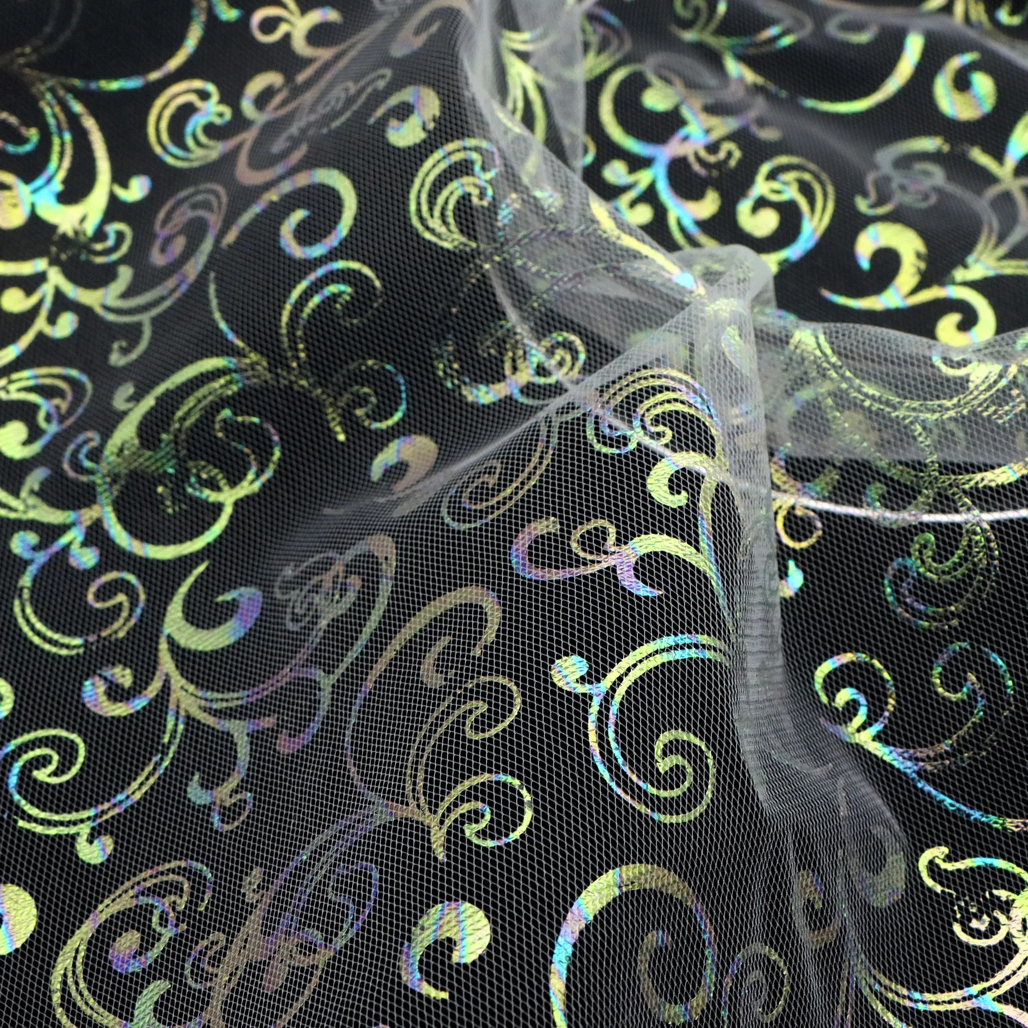 Pre-cut Colourful Golden Damask Tulle Mesh Fabric, 19.68x59inch(50x150cm), Suitable
