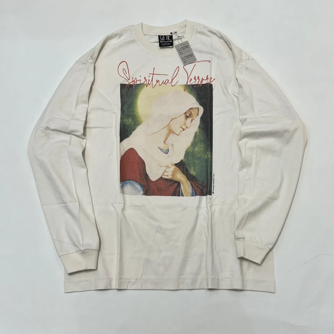 Top quality Saint 22AW Spiritual Mother L/S Tee unisex vintage virgin mary oversize hiphop men long sleeve t shirt