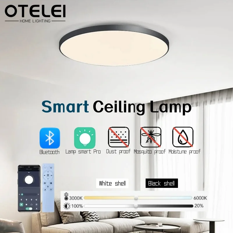 

Smart LED Ceiling Lamp Remote Control APP Remote Dimming Modern LED Ceiling Light Bedroom Bathroom Indoor Room Decor Lighting