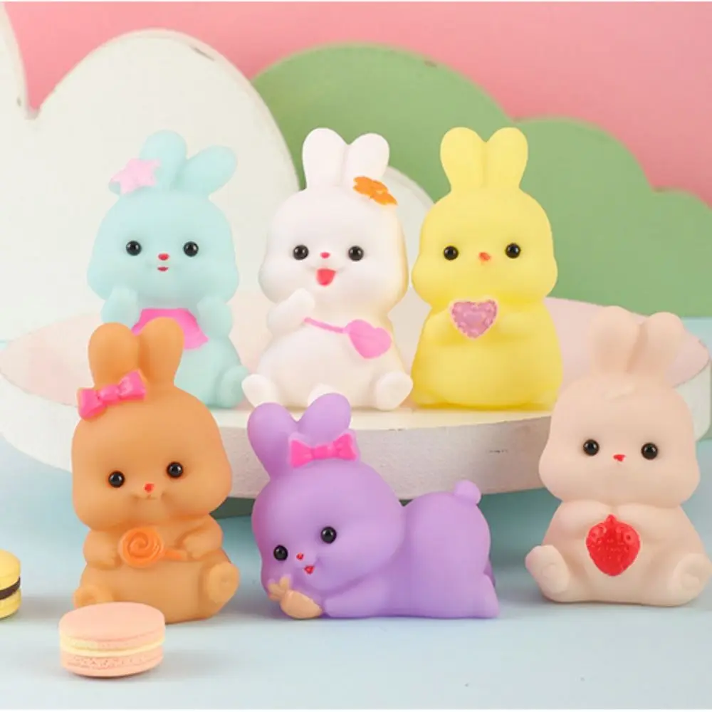 

6pcs/set Squeeze Rabbit Squeeze Toys PVC Soft Easter Bunny Fidget Aesthetic Decorated Rabbit Slow Rebound Toy Adult