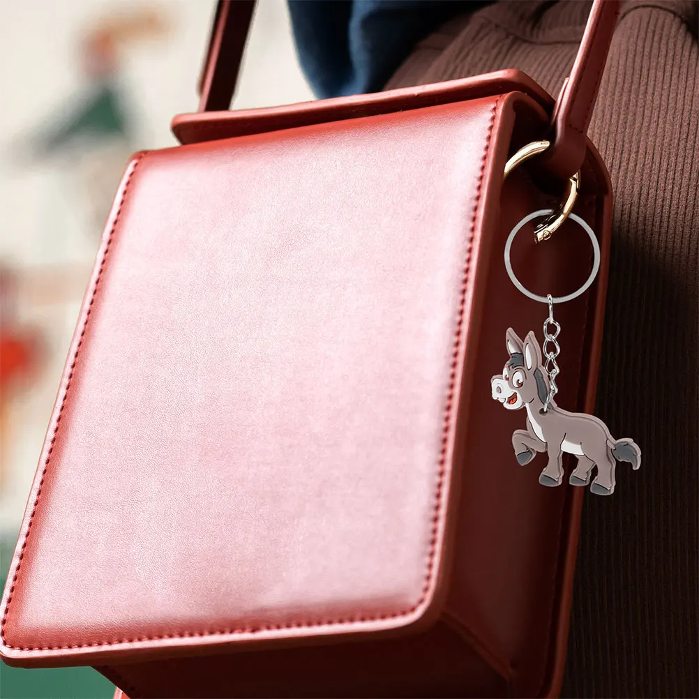 

8pcs Donkey Keychain Pendant Cute Cartoon Key Ring PVC Animal Charms Bag Decoration Birthday Party Favor Animal Key Ring Charm