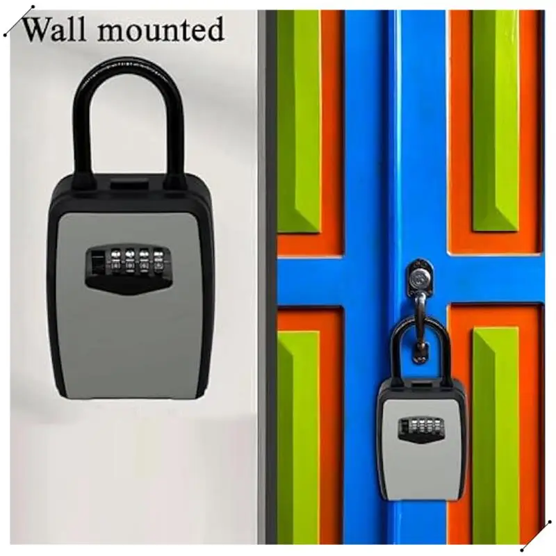 Key Safe Box Wall Mounted Key Lock Safe Box 4 Digit Combination Key Box Code Key Security Box Key Safe Storage Box