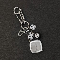 Creative Original Keychain For Men Women Accessories Stainless Steel Copper Black 8 Dice Backpack Waist Pendant Gift Jewelry