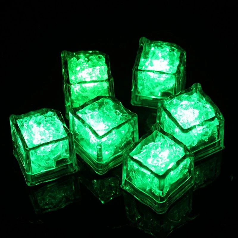 12PCS Waterproof LED Ice-Cube Flashing Glow In The Dark Light Up For Bar Club Drinking Party Decoration