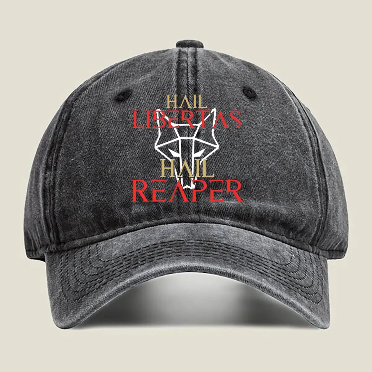 

Мытая бейсболка «Hail Libertas Reaper Edgy, дизайн слогана»
