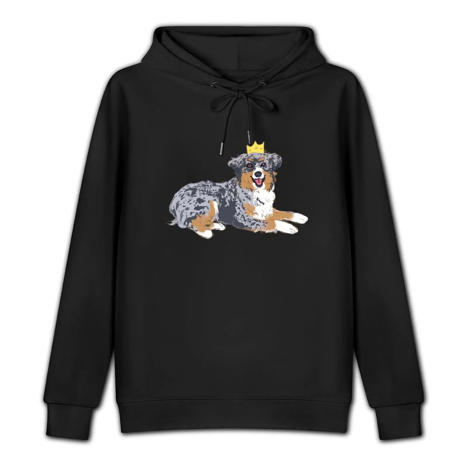 Blue Merle Aussie Portrait with crown / Blue Merle Australian Shepherd dog Pullover Hoodie autumn japanese style anime hoodie