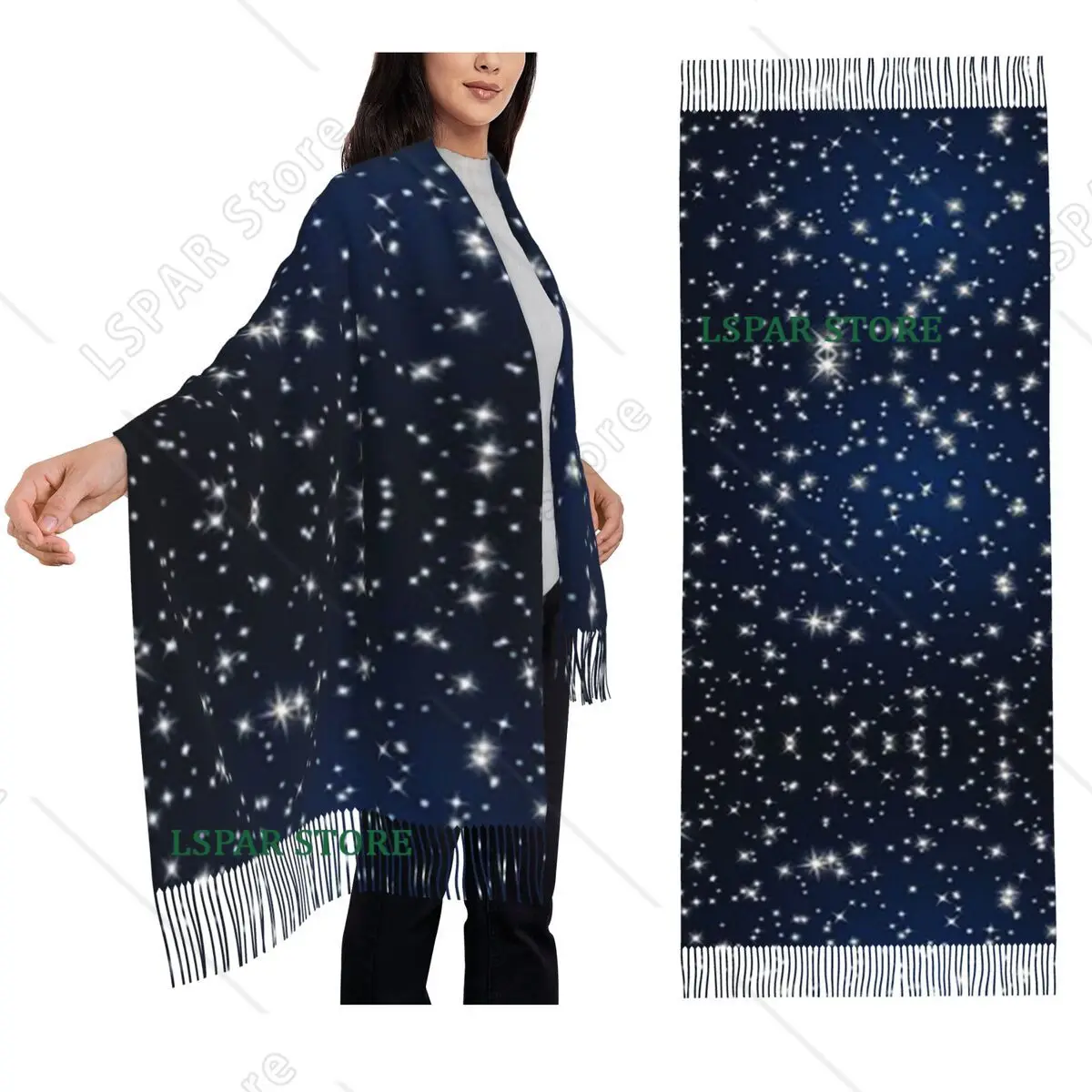 Space Galaxy Constellations Scarf Tassel Scarves Women Soft Warm Shawls and Wraps Long Fall Winter Shawl Wrap
