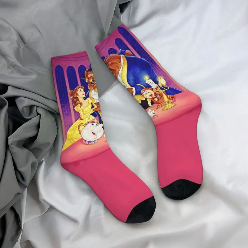 Beauty And The Beast Men Women Crew Socks Unisex Funny 3D Printed Belle Princess Dress Socks