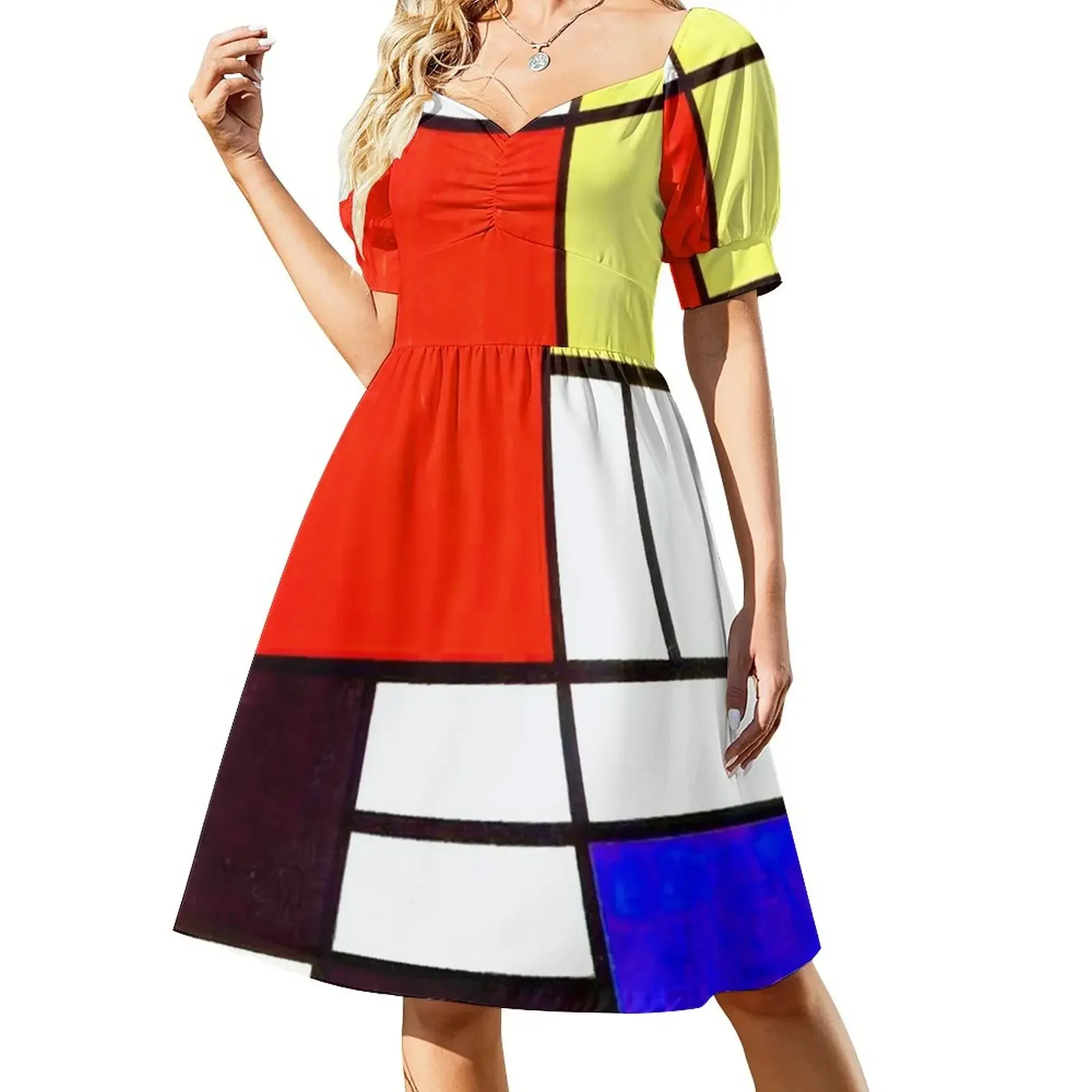 

Graphic Mondrian Swinging 60s Short-Sleeved Dress clothes prom dresses Dress