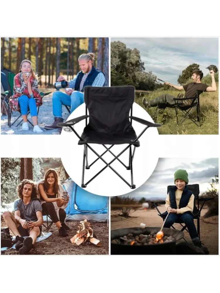 Faltbarer Camping-Rasenstuhl, verdicktes 600D-Oxford-Gewebe, atmungsaktiv, verschleißfest, robuster Outdoor-Klappstuhl, 100 kg Tragfähigkeit, tragbare Möbel zum Wandern, Grillen, Garten, Picknick,