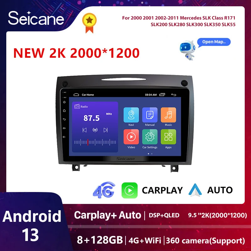 

Seicane 9 Inch Android 13 Car Radio Multimedia Player for BENZ SLK 2004-2012 GPS navigation system HD TouchScreen 2din dvd