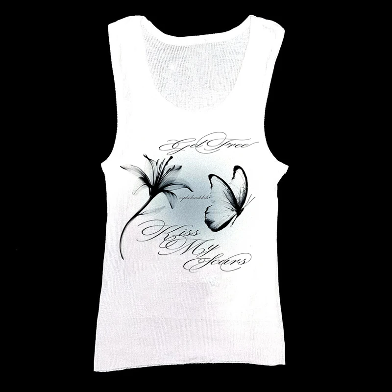 Gotico Grunge Punk Hip Hop Rock Streetwear Casual Sexy Crop Top Y2K Retro Harajuku Emo Girl Estetica Moda Canotta in pizzo Top