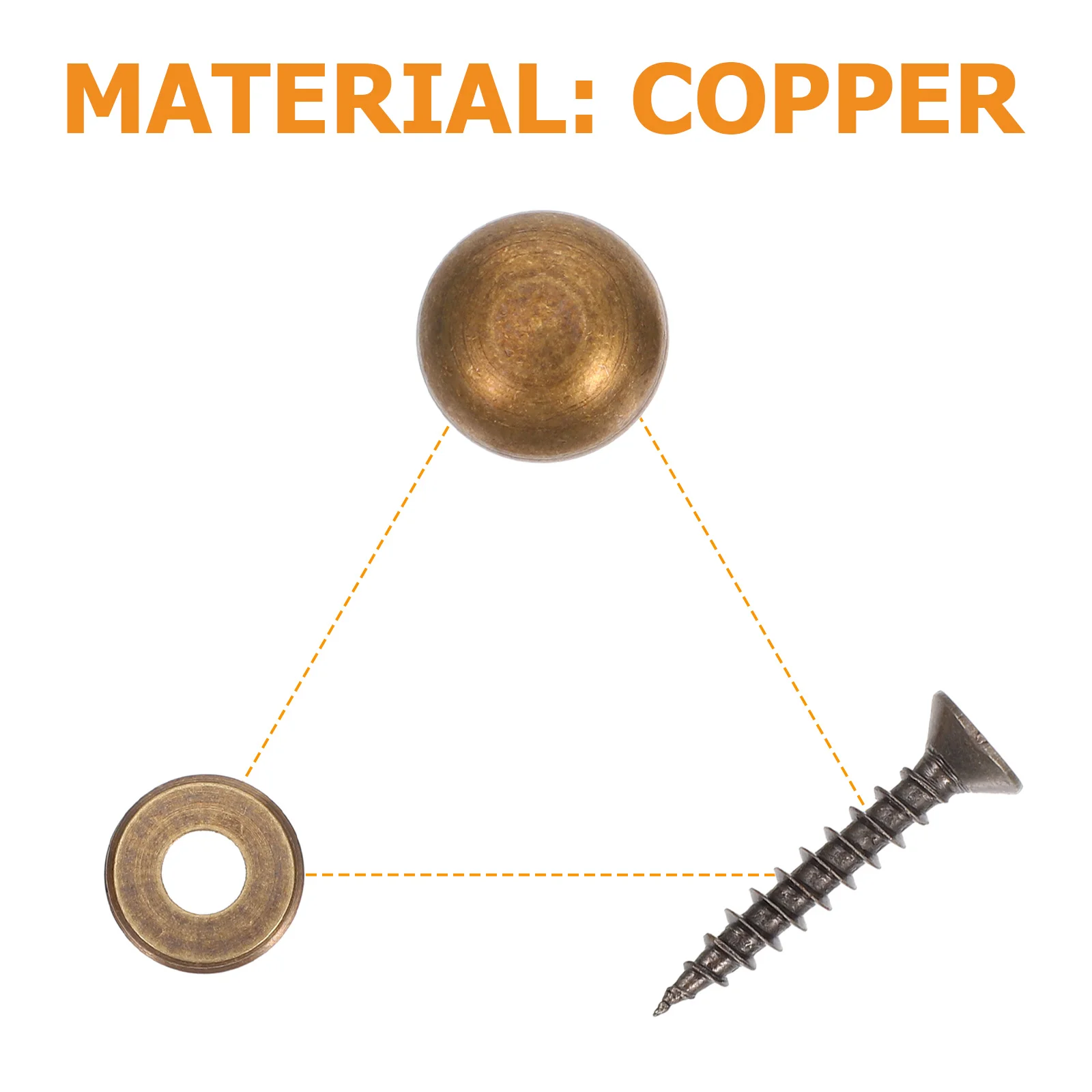 

16Pcs Durable Copper Nails for Glass Furniture Wooden Board Fixing Clear Screw Thread Reliable Advertising Board Nail