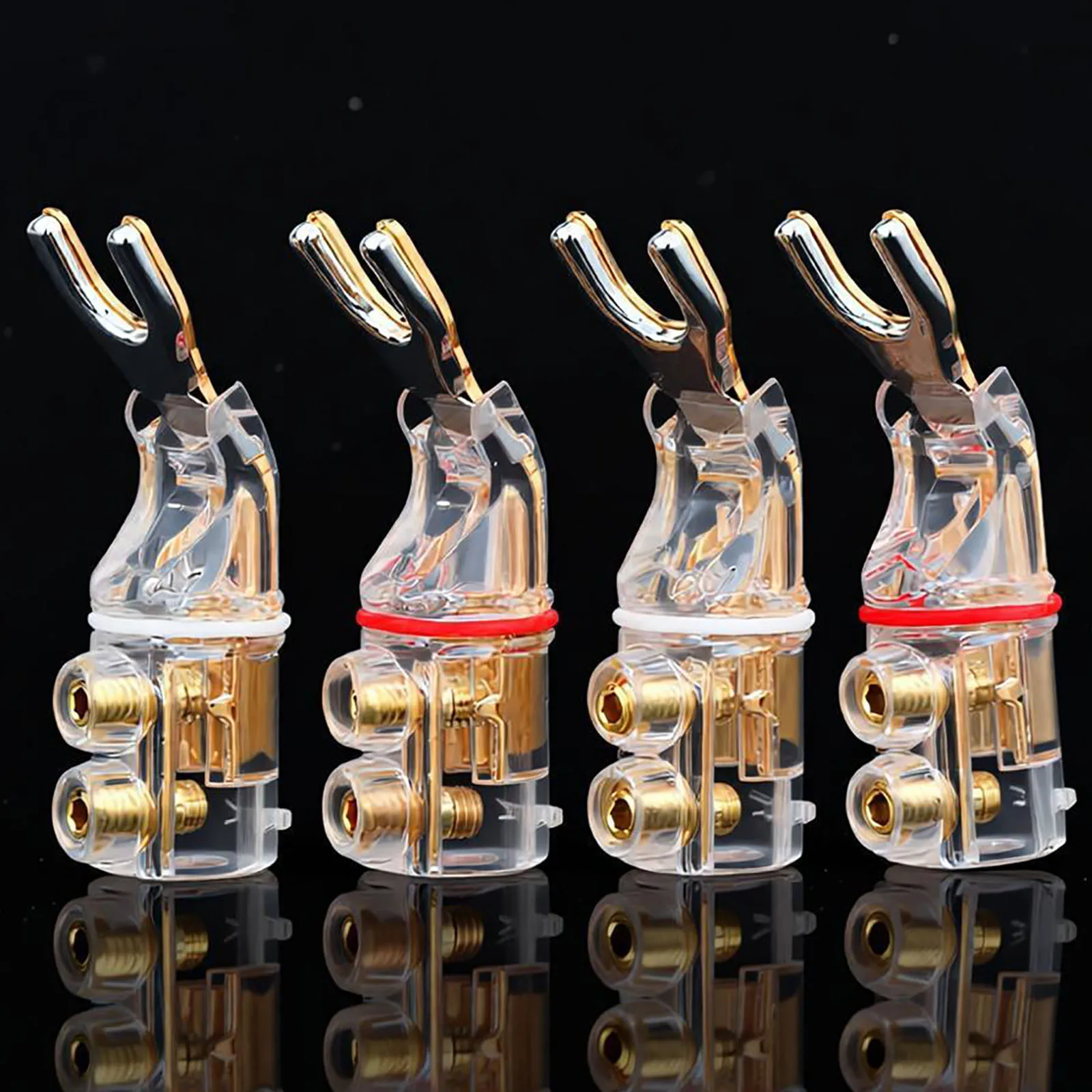 

4pcs High Quality Gold Plated Spade Plug Speaker Cable Wire Connector Speaker Terminals HiFi Fork Connector