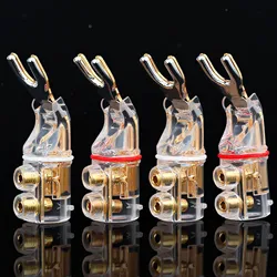 4pcs High Quality Gold Plated Spade Plug Speaker Cable Wire Connector Speaker Terminals HiFi Fork Connector