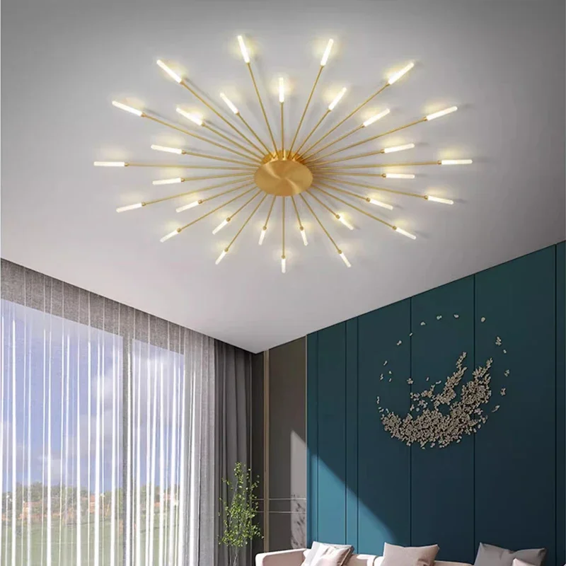 Lámpara LED de techo moderna para sala de estar, accesorio de iluminación Lustre para estudio, comedor, dormitorio, color dorado y negro