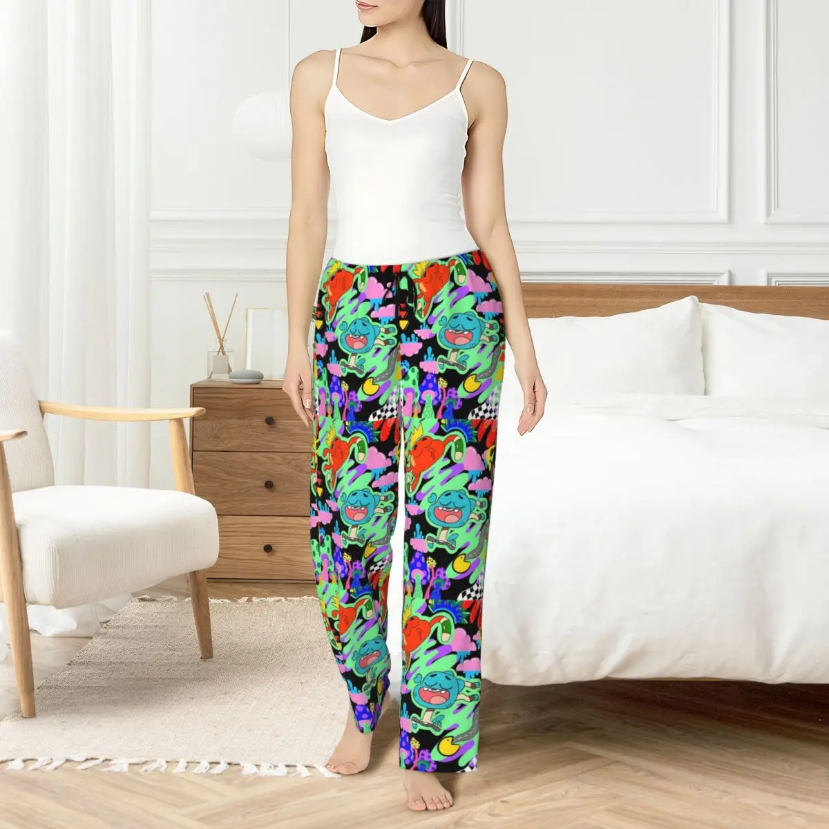 Custom The Amazing World Of Gumball Pajama Pants for Women Cartoon Lounge Sleep Drawstring Sleepwear Bottoms with Pockets