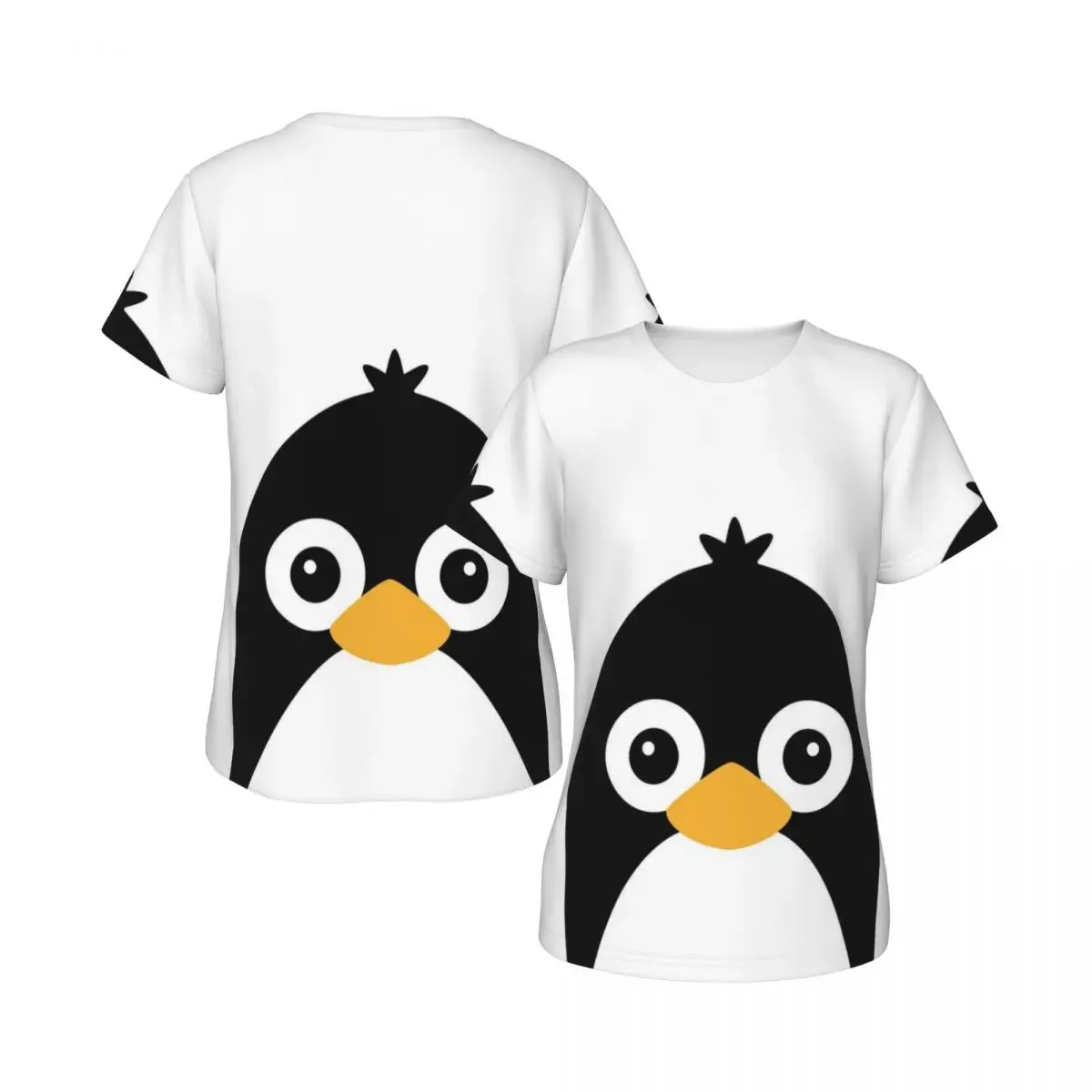 Cute Vector Penguin T-Shirt for Women Crew Neck Streetwear T Shirts Women's Tees Short Summer Clothes Tops